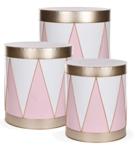 Set/3 Pink And Champagne Harlequin Drums