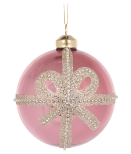 *High Shine Pink Bow Bauble