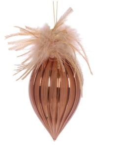 Feather Topped Copper Drop Bauble