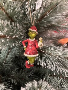 *Jim shore Collectible - 12cms grinch with bag of coal hanging ornament