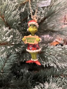 *Jim Shore collectible - 12CM NAUGHTY/NICE grinch hangin ornament