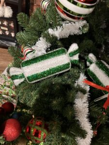 XMAS TINSEL CANDY lolly  9X28CM Green Stripe