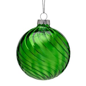 *Rich Green Glass BAUBLE with WAVE Pattern