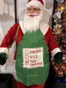 Green naughty or nice apron