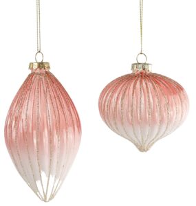 Glitter Striped Pink Ombre Onion or Teardrop Shaped Bauble