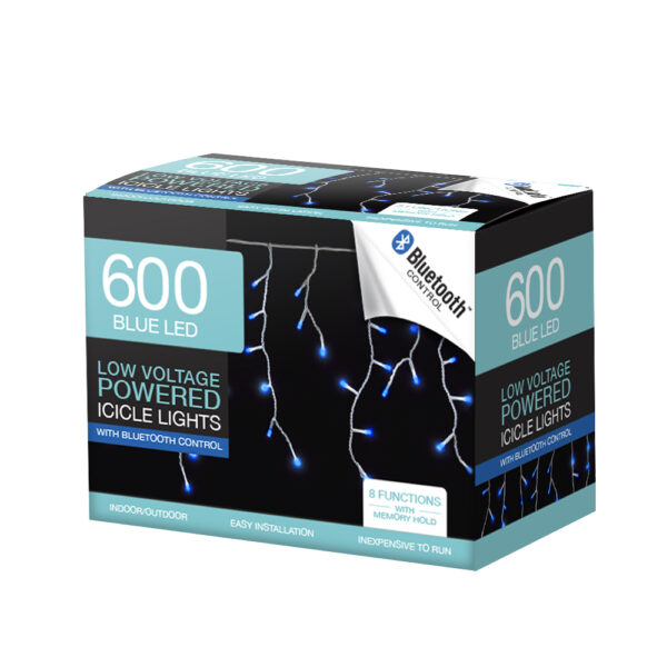 *600 LED icicle lights with blue tooth control – Blue