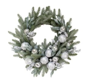 Frosted Mint Poinsettia Wreath 60cm