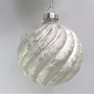 Silver textured glass bauble, 8cm