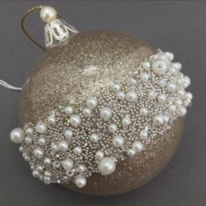 Champagne Pearl Bauble, 8cms, Shatterproof