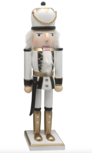 Wooden Nutcracker with Sword - Black & White Uniform 38cm