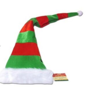 *Red and Green striped Elf/Santa hat, extra long