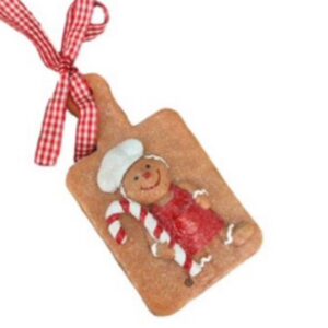 *Gingerbread Holding candy cane with chef hat hanging bauble