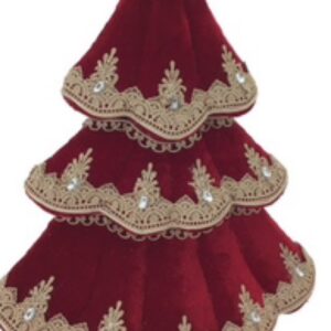 *Red suede Christmas tree with gold brocade