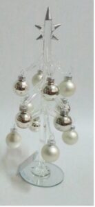 *Glass tree with silver and white mini-baubles