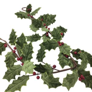 GREEN HOLLY GARLAND WITH GREEN SPARKLE