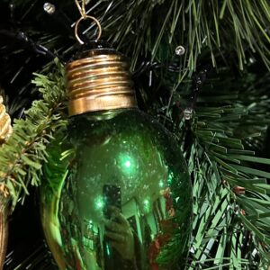 Christmas light globe bauble in green, red or blue