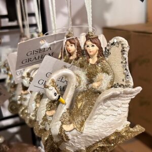 Fairy Swan Sleigh bauble in champagne - Gisela Graham collectible