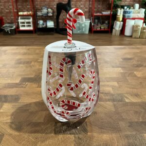 *Candy cane wine glass and bottle stopper