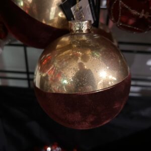 BURGUNDY VELVET AND GOLD GLASS BAUBLE, XL