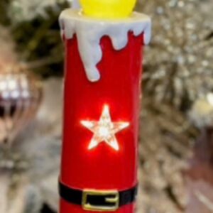 *LED RED WITH STARS CANDLE, 33CMS