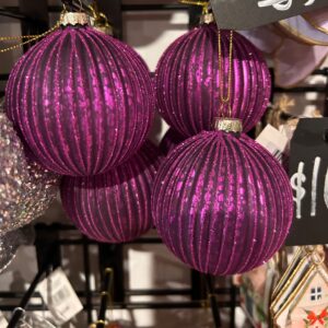 *Striped purple glitter bauble