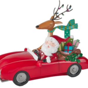 *santa driving car, lights up with batteries