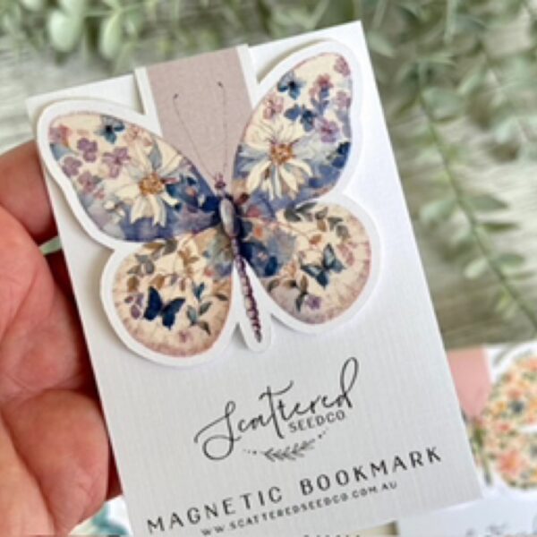 Purple Pastel Butterfly Magnetic Bookmark