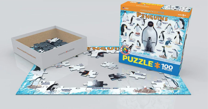 100 Piece Christmas Puzzle - Penguins at the North Pole